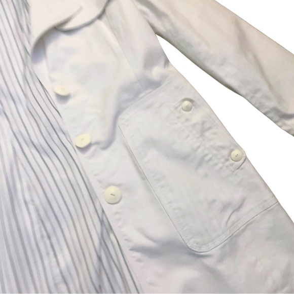 Nine West White Cotton Trench Coat Size 8 Medium Vintage Long Sleeves Jacket - Picture 6 of 10